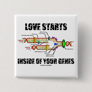 Liefde begint in je genen (DNA-replicatie) Vierkante Button 5,1 Cm