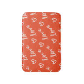 Liefde belettering & harten tekenen in rode achter badmat (Voorkant Verticaal)