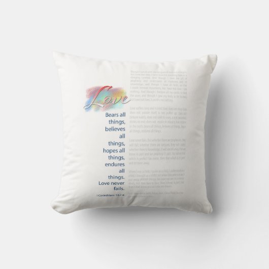 Liefde Beren Alle Dingen 1 Korintiërs 13 Bijbelver Kussen (Voorkant)