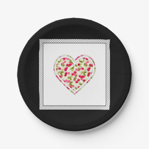 Liefde, bessen, kersen papieren bordje