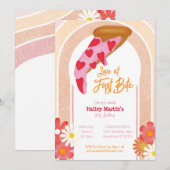 Liefde bij eerste beet pizza party verjaardag kaart (Voorkant / Achterkant)