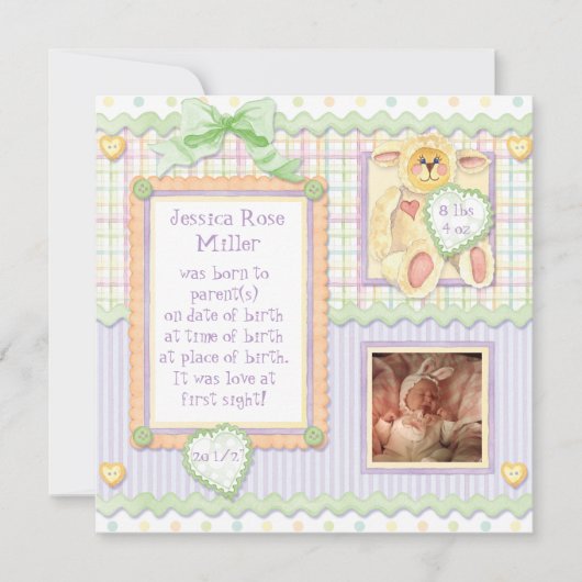 Liefde bij eerste nacht, aankondiging Lamb Birth (Voorkant)