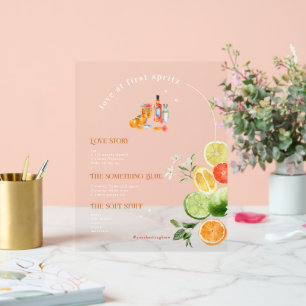 Liefde bij eerste Spritz   Ondertekening Drink Acryl Bord