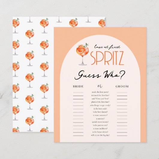 Liefde bij eerste Spritz Raad wie Vrijgezellenfees (Voorkant / Achterkant)