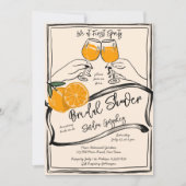 Liefde bij eerste spritz retro oranje schets kaart (Voorkant)