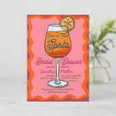 Liefde bij eerste spritz retro wavey oranje schets kaart (Staand voorkant)