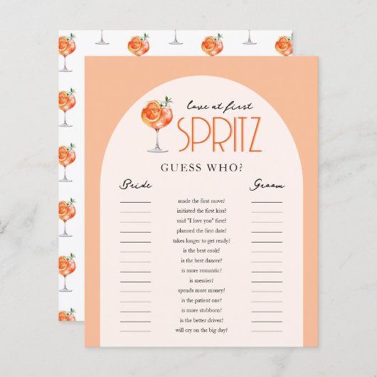 Liefde bij eerste Spritz Vrijgezellenfeest Raad ee (Voorkant / Achterkant)