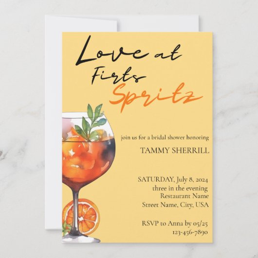 Liefde bij eerste Spritz Waterverf Vrijgezellenfee Kaart (Voorkant)