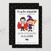 Liefde bij First Bite Halloween Save the Date (Voorkant / Achterkant)