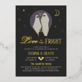 Liefde bij First Fright Halloween Couple's Shower Folie Uitnodiging (Voorkant)