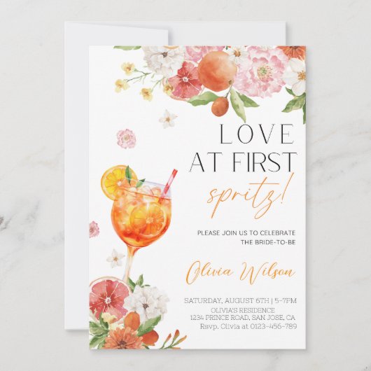 Liefde bij First Spritz! Partij van het vrijgezell Kaart (Voorkant)