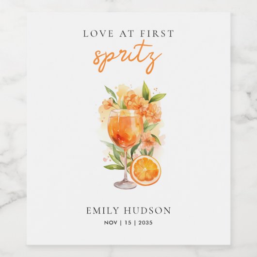 Liefde bij het eerste Vrijgezellenfeest van Spritz Wijn Etiket (Enkel label)