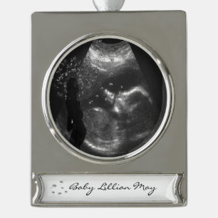 Liefde binnen verzilverd banner ornament