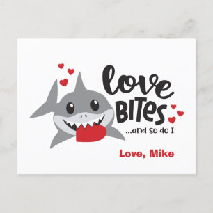 Liefde bites  Dus ik schimmel Shark Boy Valentijn Feestdagenkaart