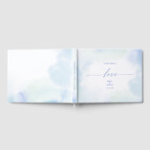 Liefde | Blauw hart en Waterverf huwelijk Gastenboek (Volledig)