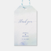 Liefde | Blauw hart en Waterverf weddenschap Cadeaulabel (Voorkant)