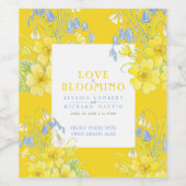 Liefde bloeit de lente bloemgele bruiloft wijn etiket (Enkel label)