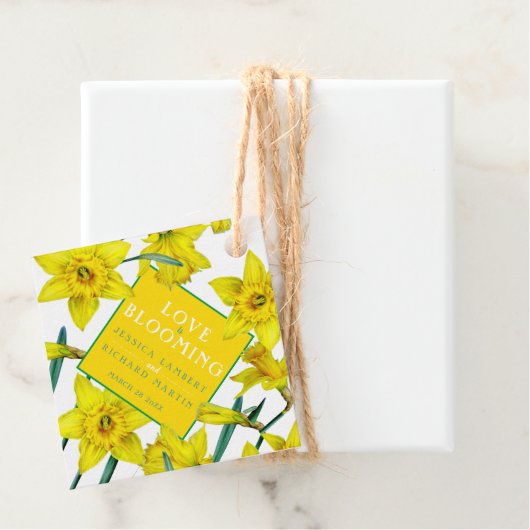 Liefde bloeit waterverf gele lenteverbruiloft bedankjes labels (In situ)