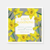 Liefde bloeit waterverf gele lenteverbruiloft servet (Voorkant)