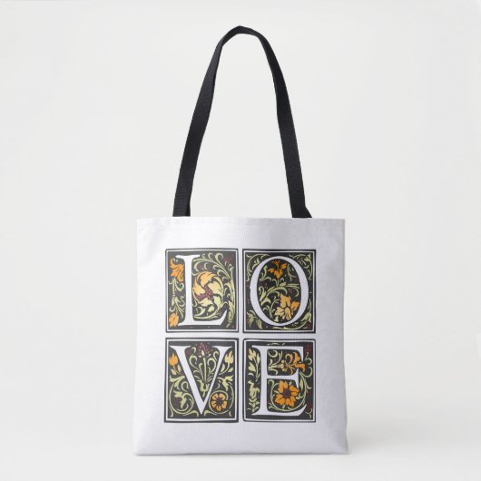  Liefde Bloemen Typografie Valentijn Canvas tas (Voorkant)