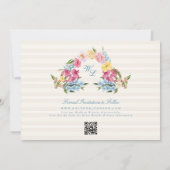  liefde Bloemenkrans Monogram Foto QR-code Save The Date (Achterkant)