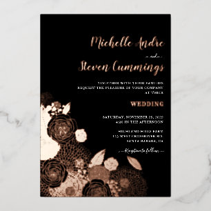 Liefde Blooms ・ Elegant Floral Wedding Folie Uitnodiging