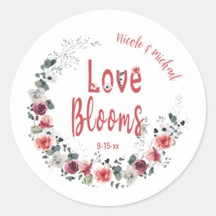 Liefde Blooms Gepersonaliseerde bruid bruidegom tr Ronde Sticker