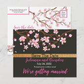Liefde bloomt Cherry Blossom Save the Date Aankondigingskaart (Voorkant / Achterkant)