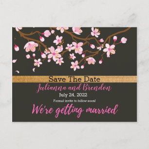 Liefde bloomt Cherry Blossom Save the Date Anno Briefkaart