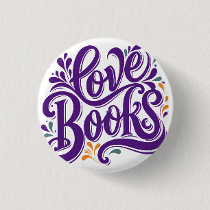 Liefde Boeken Kalligrafie Hart Design Ronde Button 3,2 Cm