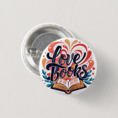 Liefde Boeken Kalligrafie Hart Design Ronde Button 3,2 Cm (Voorkant /achterkant)