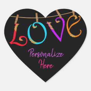 Liefde bohemian kleurrijke schattige romantische s hart sticker