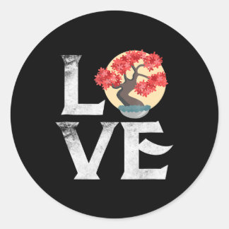 Liefde Bonsai Boom Cadeaus Japanse Tuin Zen Master Ronde Sticker