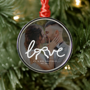 Liefde Boog Meneer en Mevrouw Aangepaste Koppels T Metalen Ornament