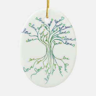 Liefde boom voor levenskunst Blauwgroen Blue Custo Keramisch Ornament