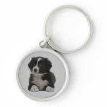 Liefde Border Collie Puppy Blauwe Hond Sleutelhang