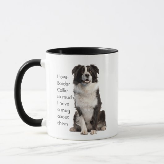 Liefde Border Collie zo veel Quote Gezegde Mok (Links)