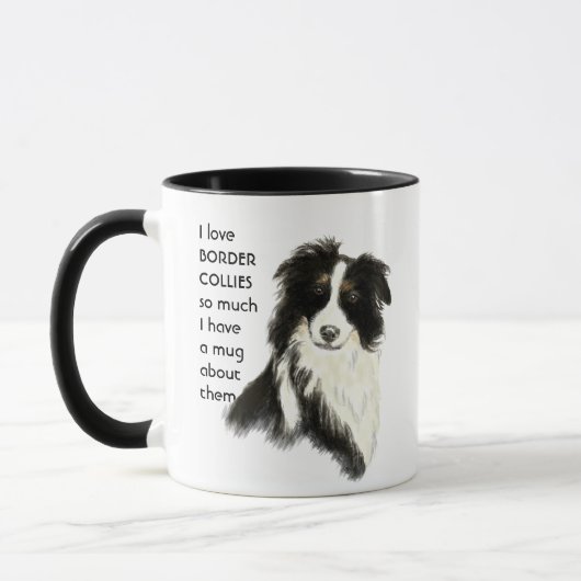 Liefde Border Collie zo veel van me zo veel van ee Mok (Links)