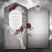 Liefde & Botten Spooky Rood Bloemen Bruiloft QR Co