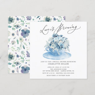 Liefde breekt Blauwe Floral Bridal Tea Shower Kaart