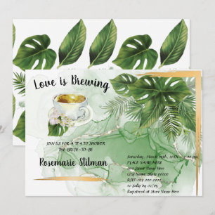 Liefde breekt het tropische palmtheeVrijgezellenfe Kaart