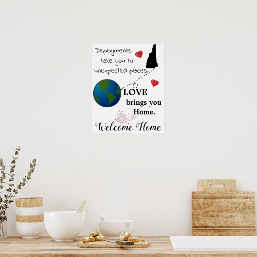Liefde brengt u thuis Welkome Thuis Militair Poste Poster (Keuken)