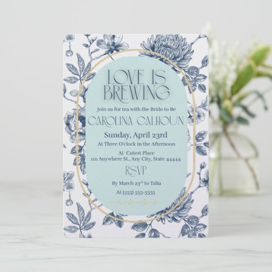 Liefde Brouwt Bruids Douche Uitnodigingen (Staand voorkant)