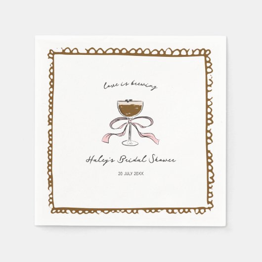 Liefde Brouwt Espresso Martini Bruidsfeest Servet (Voorkant)