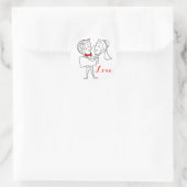 Liefde bruid en bruidegom bruiloft rood, zwart en  ronde sticker (Tas)
