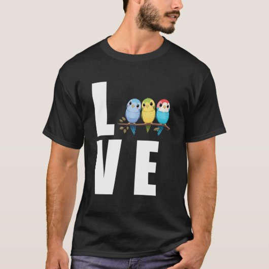 Liefde Budgie Moeder Budgerigar Parkiet Vogel Pull T-shirt (Voorkant)