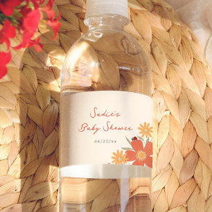 Liefde Bug Meisje Retro Baby Shower Waterfles Etiket
