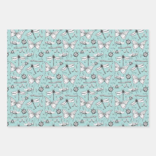 Liefde Bug Schattigee Insecten Vlinder, Lady Bug & Inpakpapier Vel (Voorkant 3)