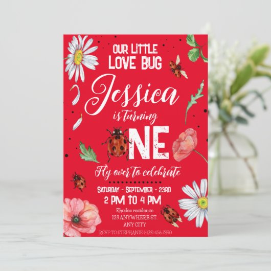 Liefde bug Waterverf Leuk Verjaardags Meisje Kaart (Staand voorkant)