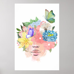 Liefde, Butterflies en Flowers Poster